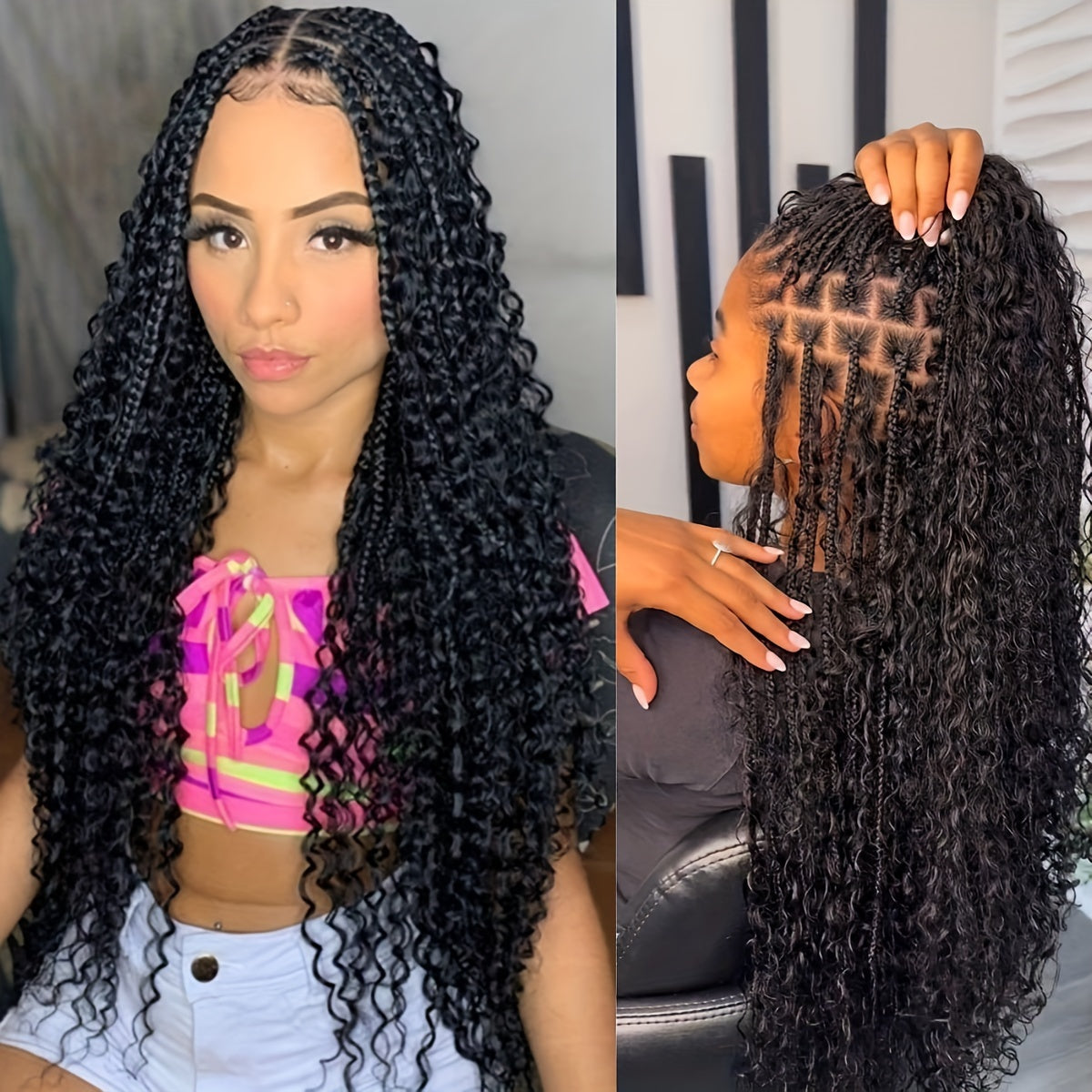 Women'S Anytime Wig, 9x6 Lace Front Synthetic Braided Butterfly Braid Hairpiece, Comfortable Breathable Fashion Daily Wear, Heat Resistant Fiber, Full Top Hair Extension